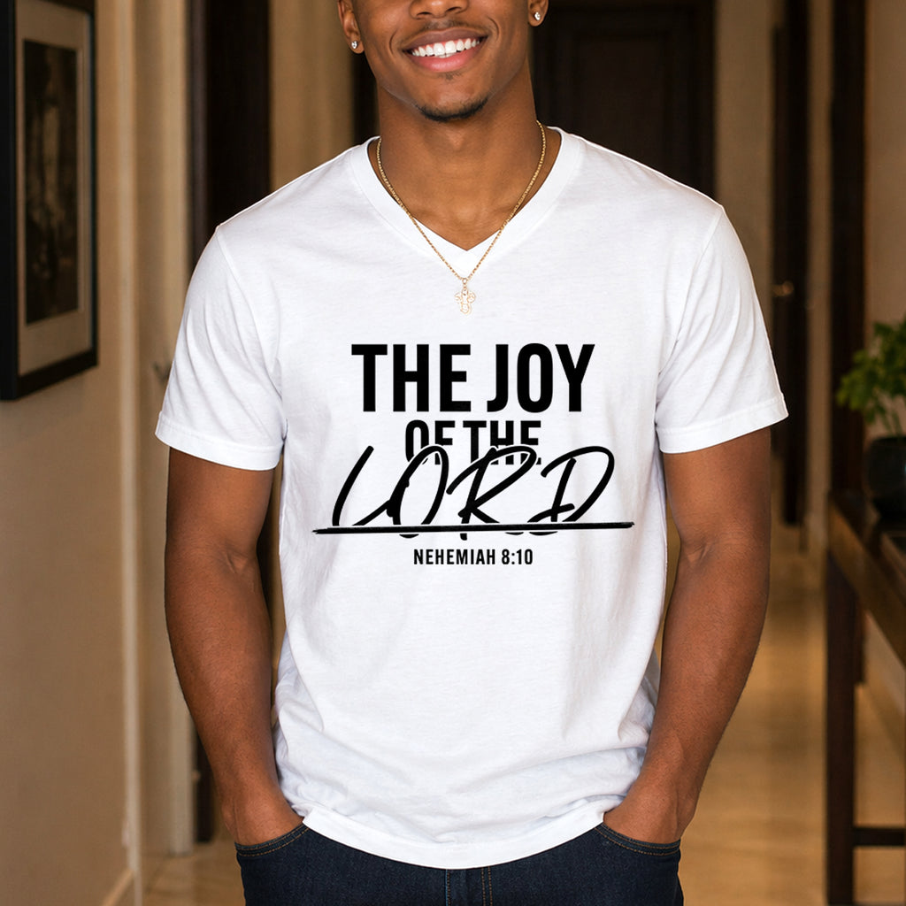 The Joy of The Lord Unisex Jersey Short Sleeve V-Neck Tee