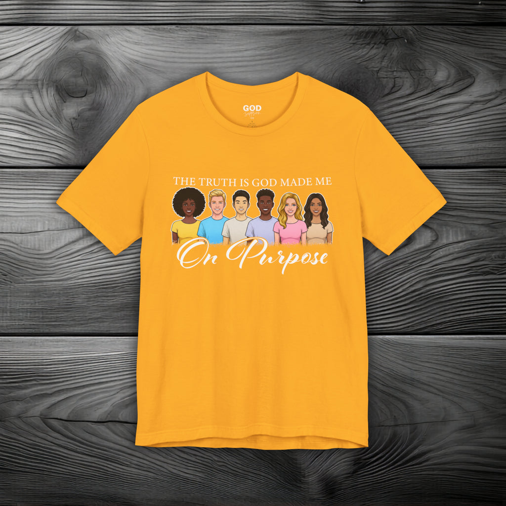 The Truth is God Made Me On Purpose Unisex Jersey Short Sleeve Tee