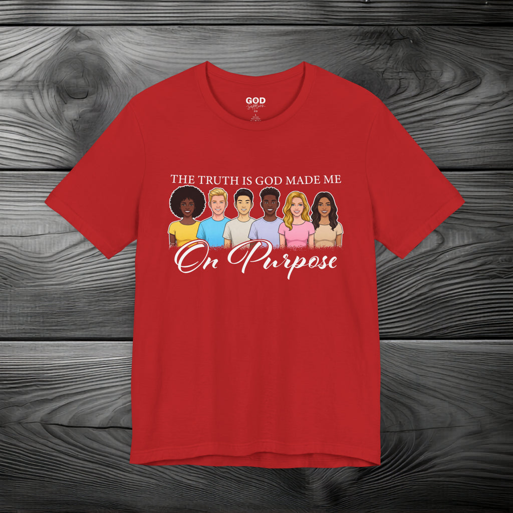 The Truth is God Made Me On Purpose Unisex Jersey Short Sleeve Tee