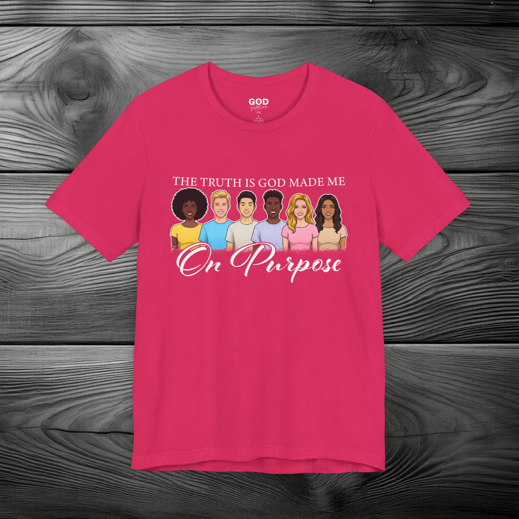 The Truth is God Made Me On Purpose Unisex Jersey Short Sleeve Tee