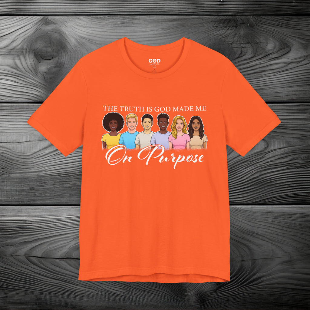 The Truth is God Made Me On Purpose Unisex Jersey Short Sleeve Tee