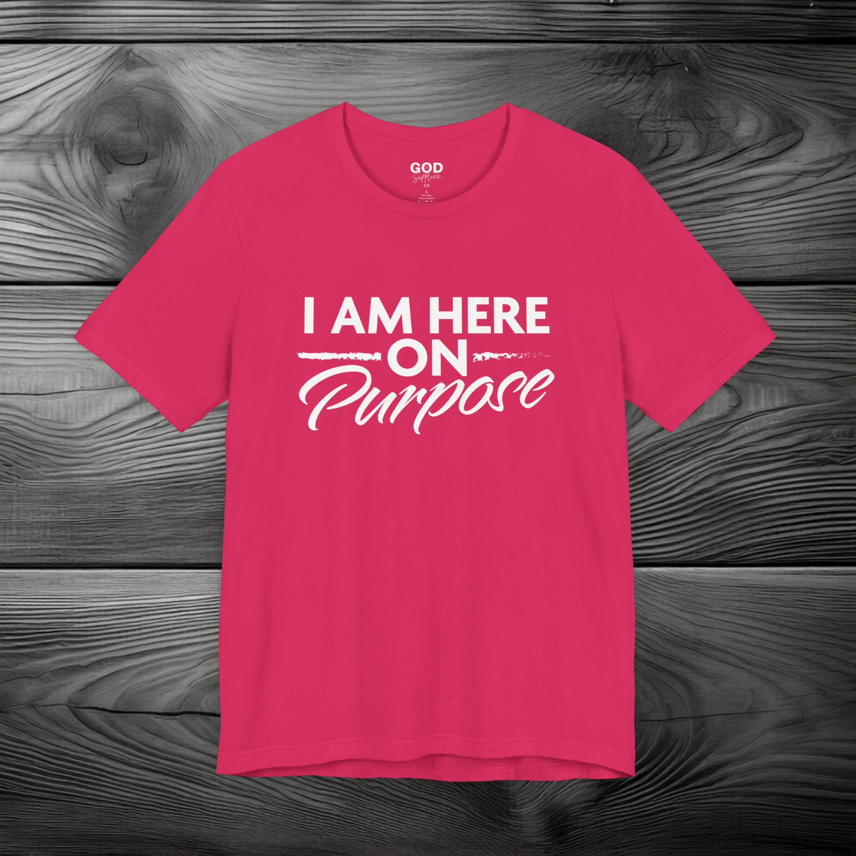 I Am Here on Purpose Unisex Jersey Short Sleeve Tee