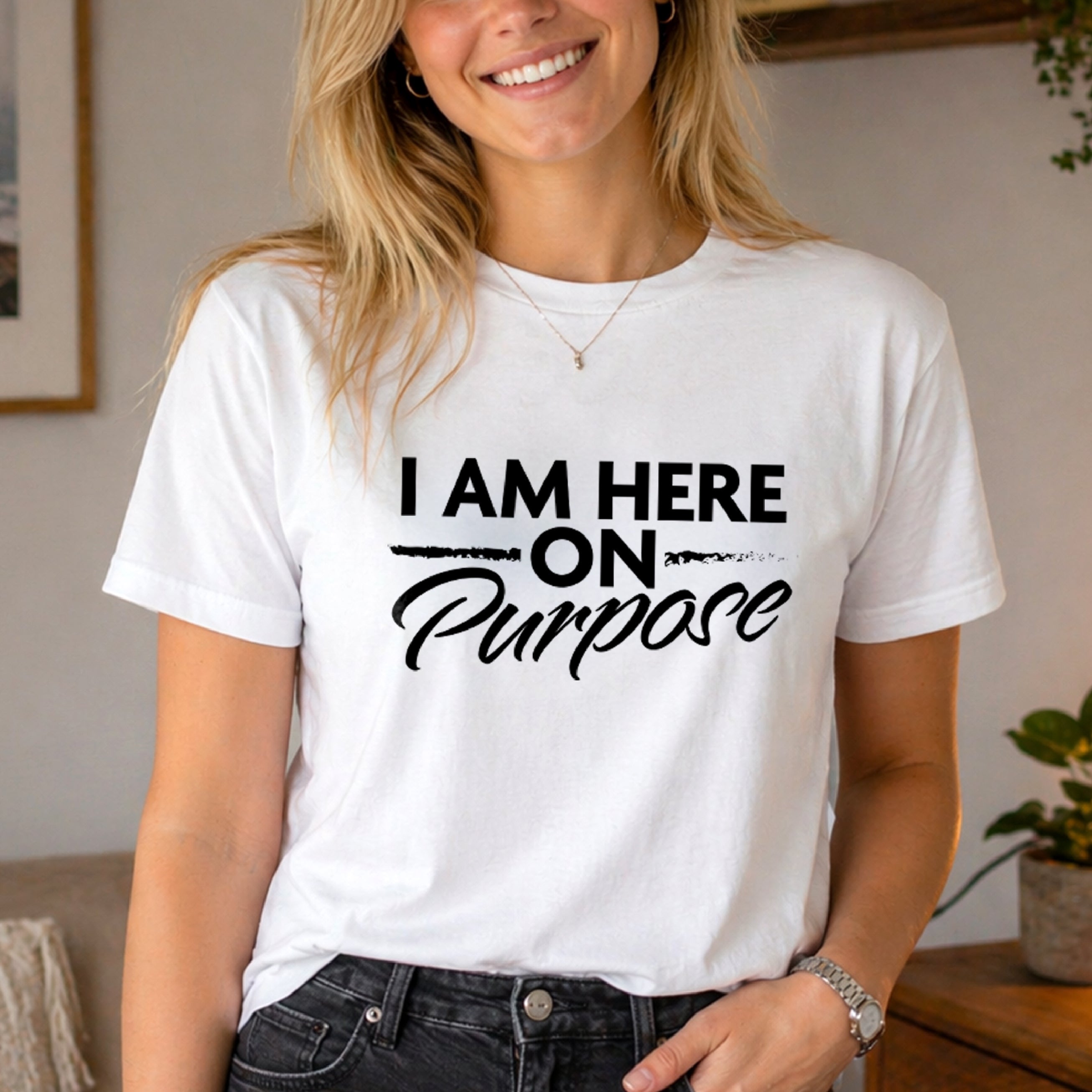 I Am Here on Purpose Unisex Jersey Short Sleeve Tee