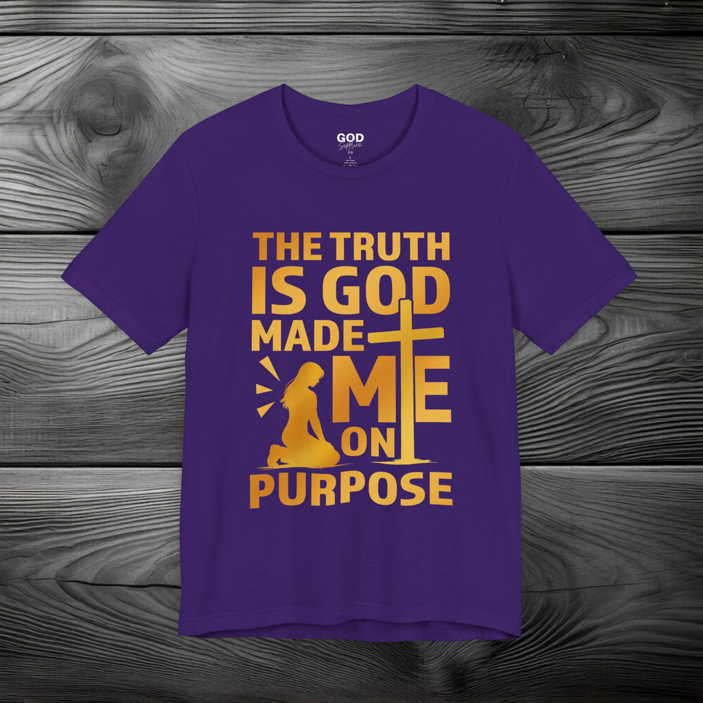 The Truth Is God Made Me On Purpose Unisex Jersey Short Sleeve Tee