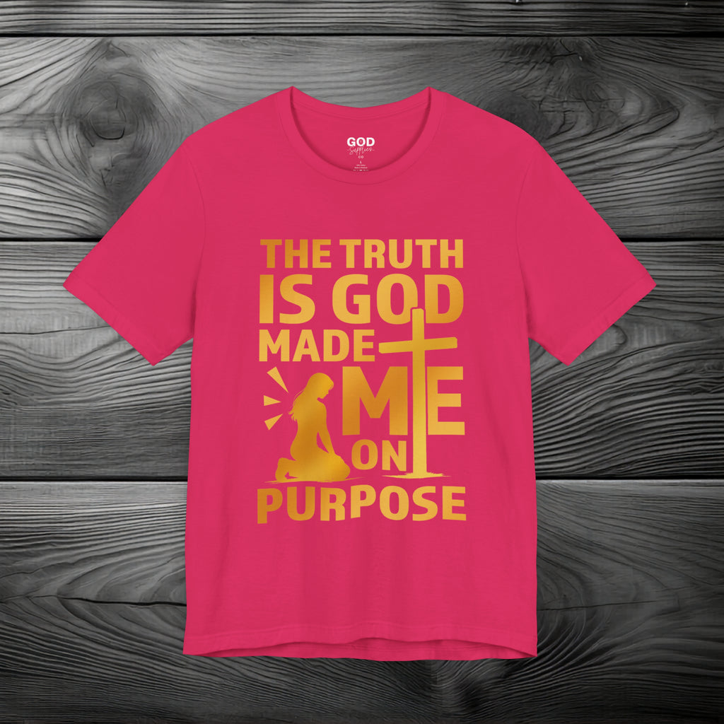 The Truth Is God Made Me On Purpose Unisex Jersey Short Sleeve Tee
