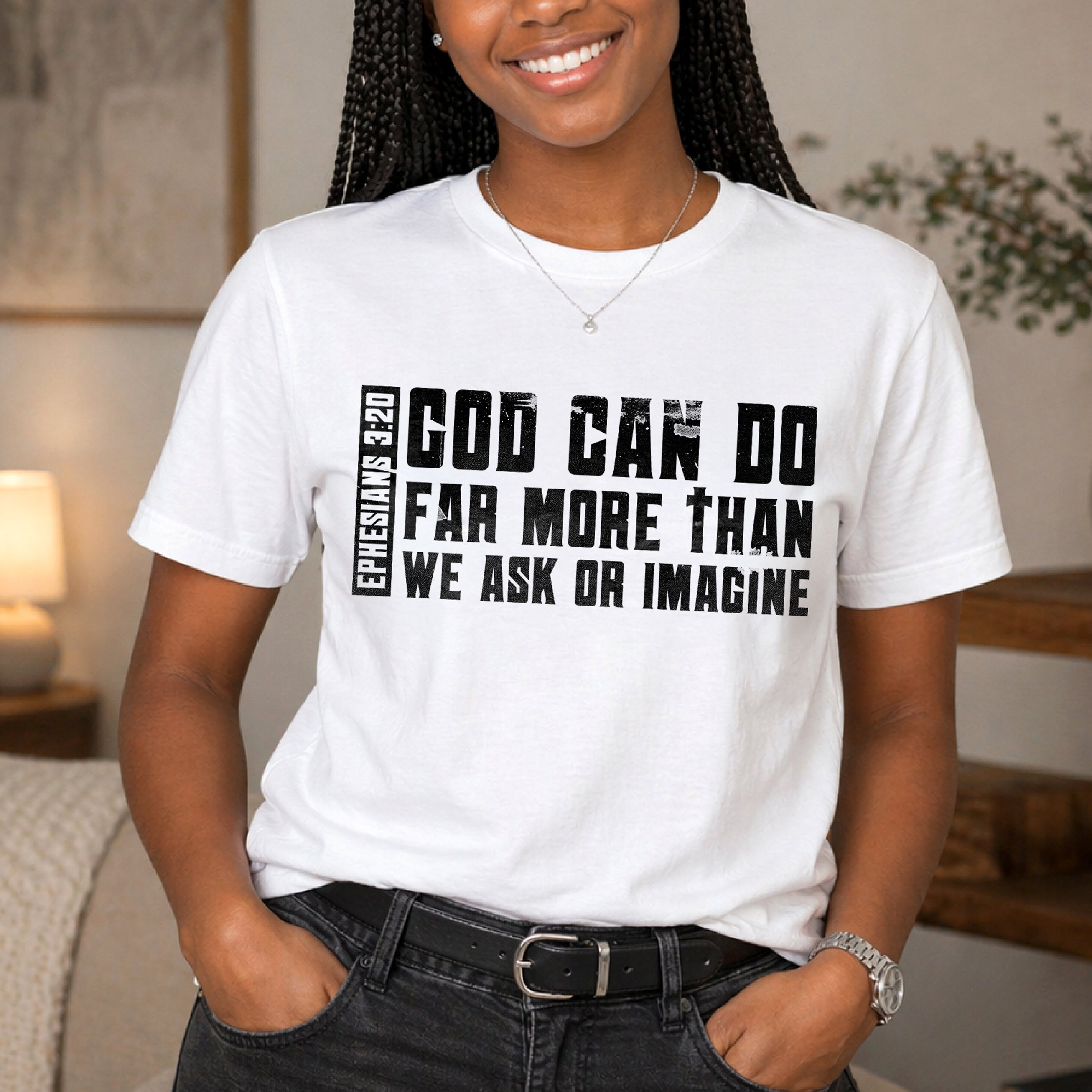 God Can Do Far More than We Ask or Imagine Unisex Jersey Short Sleeve Tee