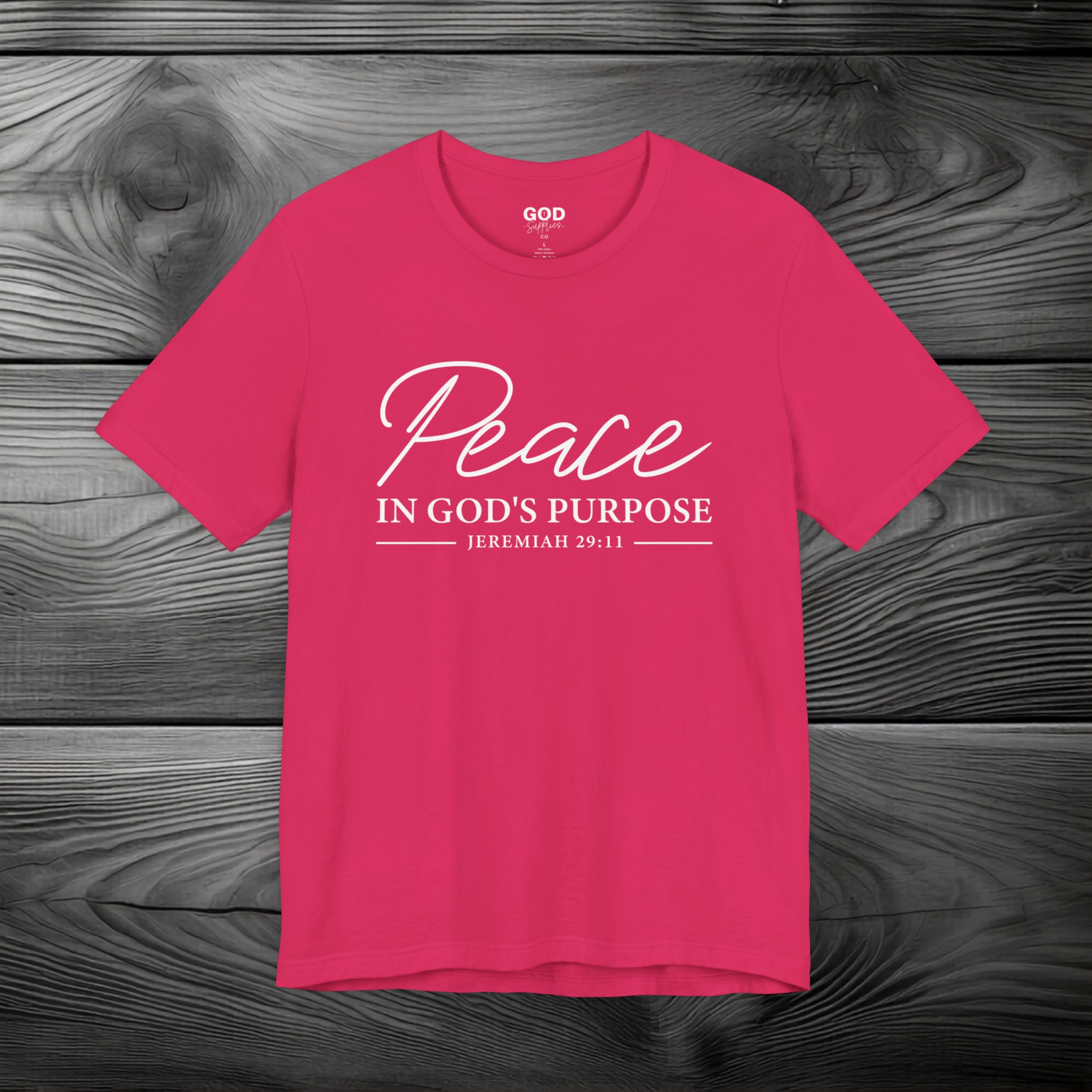 Peace in God's Purpose Unisex Jersey Short Sleeve Tee