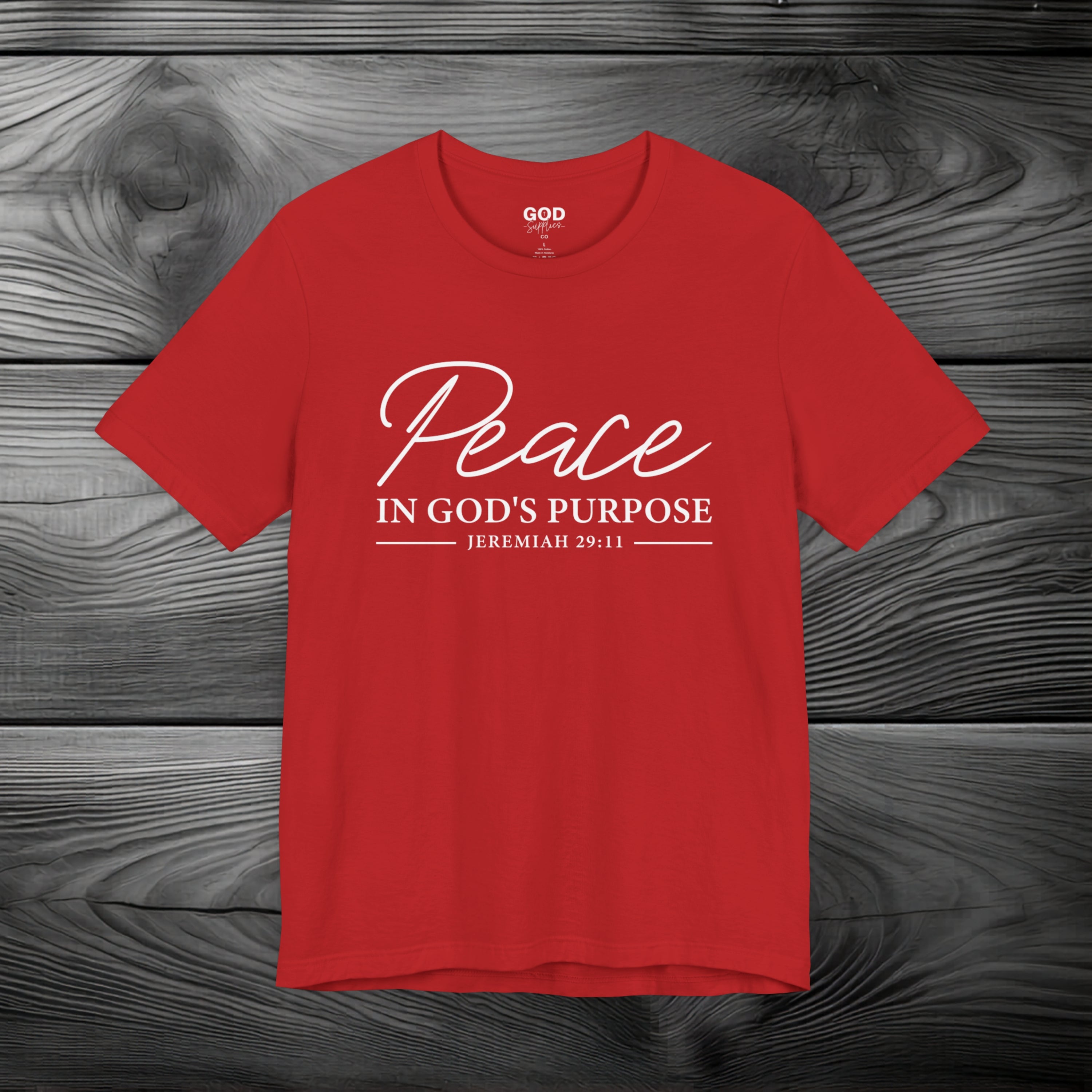Peace in God's Purpose Unisex Jersey Short Sleeve Tee