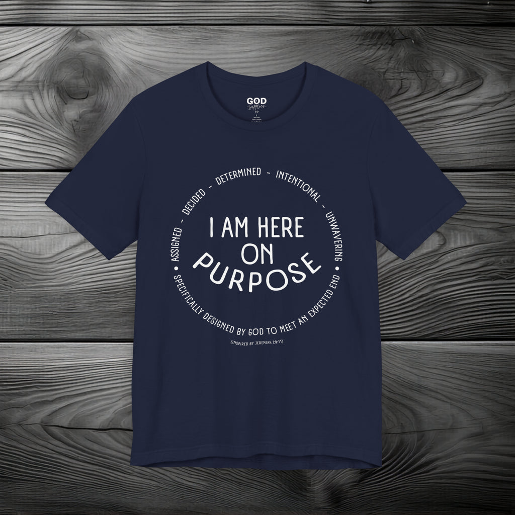 I Am Here On Purpose Unisex Jersey Short Sleeve Tee