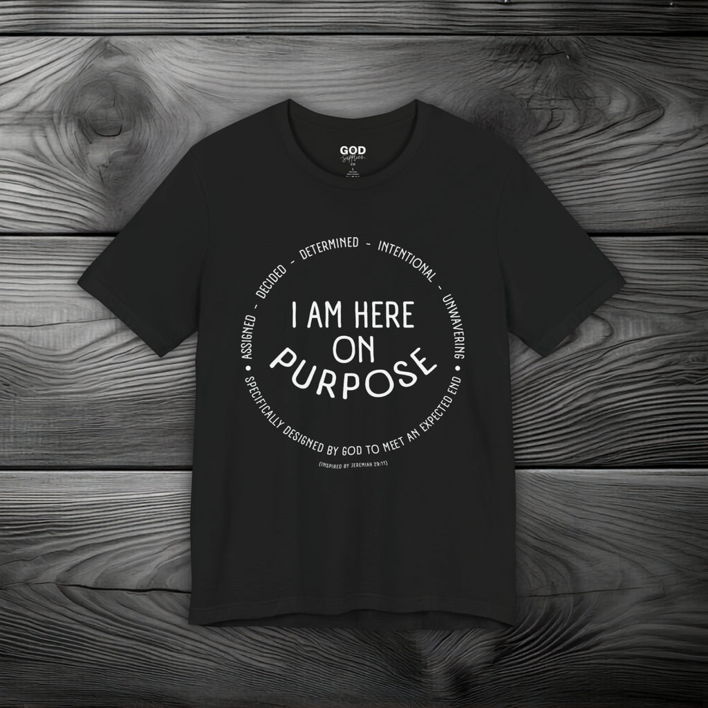 I Am Here On Purpose Unisex Jersey Short Sleeve Tee