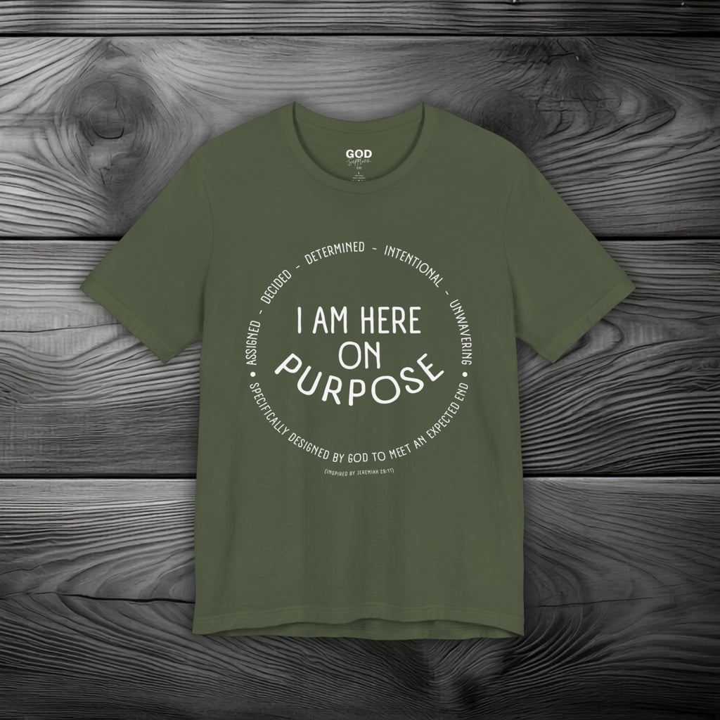 I Am Here On Purpose Unisex Jersey Short Sleeve Tee