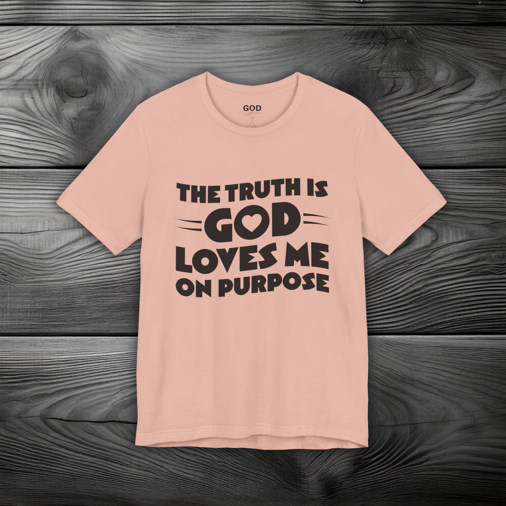 The Truth is God Loves Me on Purpose Unisex Jersey Short Sleeve Tee