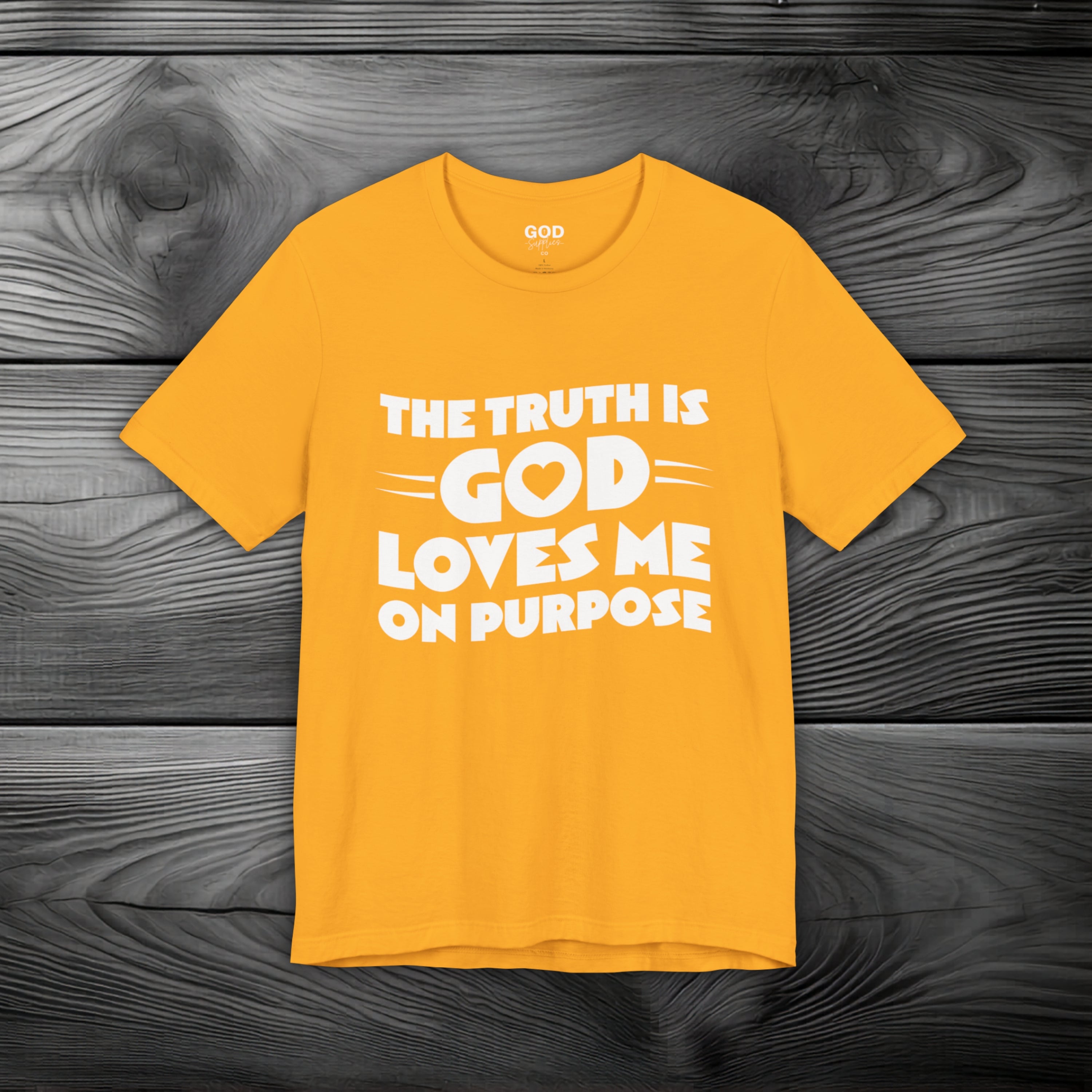 The Truth is God Loves Me on Purpose Unisex Jersey Short Sleeve Tee