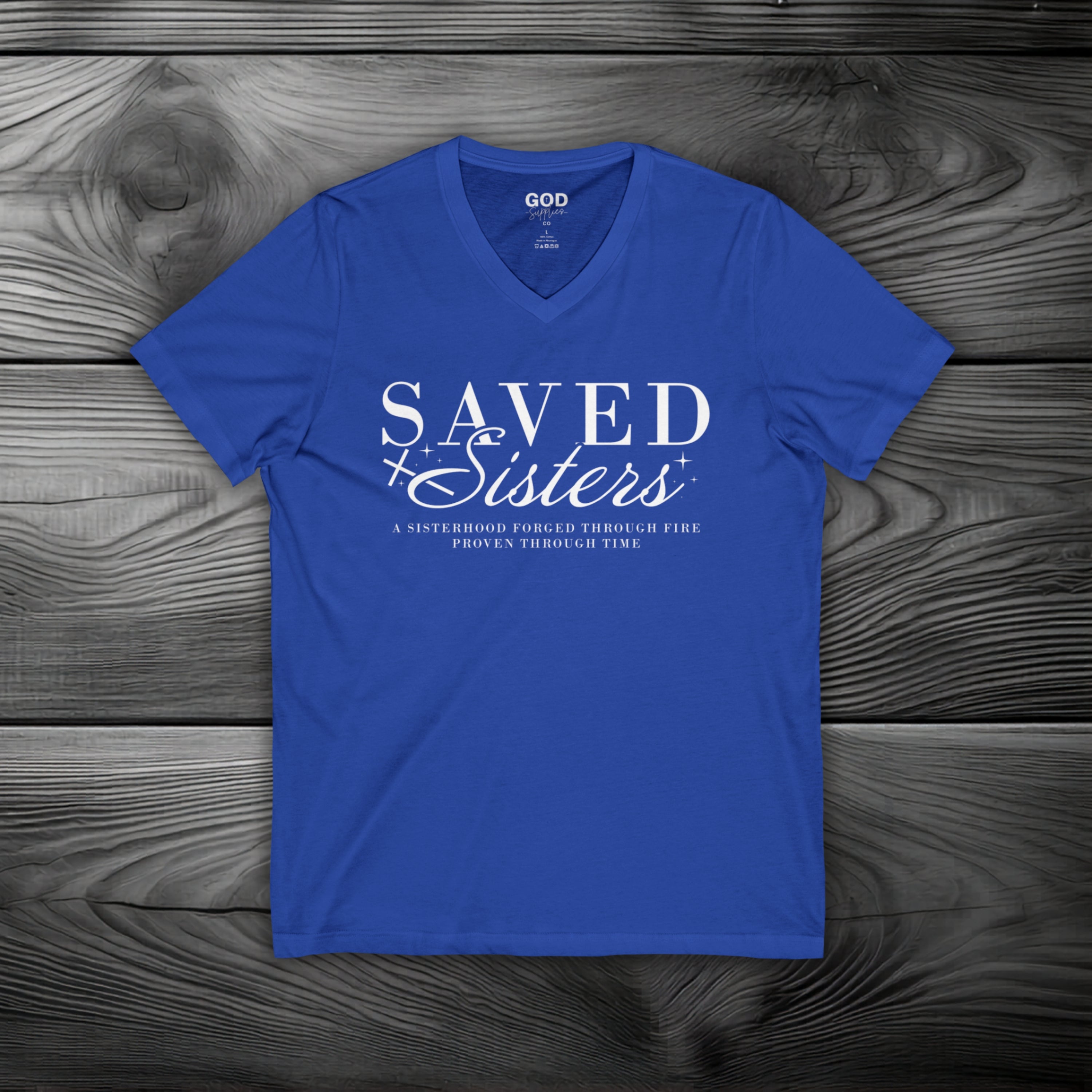 Saved Sisters Unisex Jersey Short Sleeve V-Neck Tee