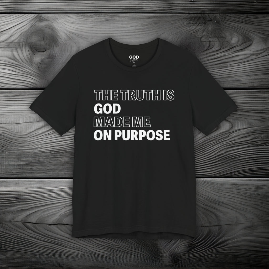 The Truth is God Made Me on Purpose Unisex Jersey Short Sleeve Tee