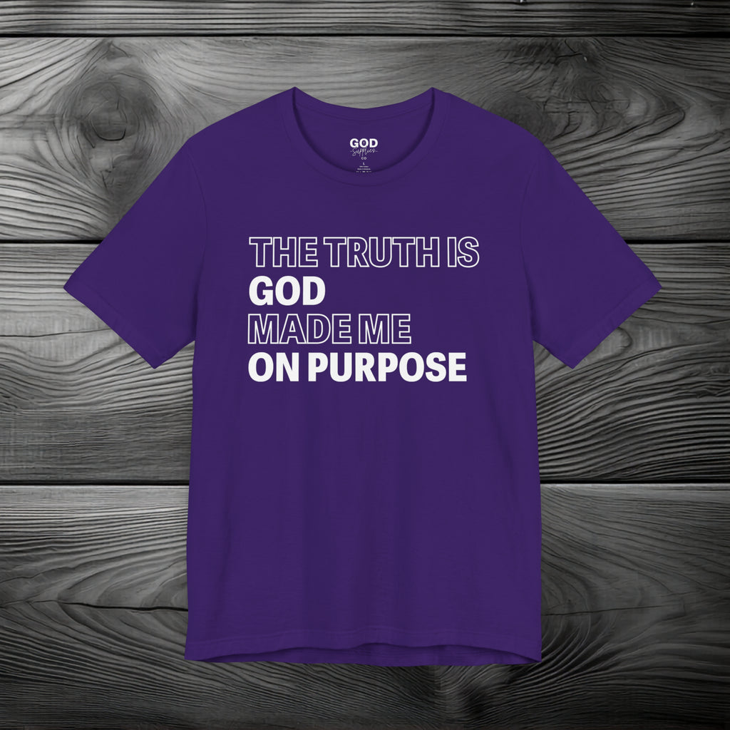 The Truth is God Made Me on Purpose Unisex Jersey Short Sleeve Tee