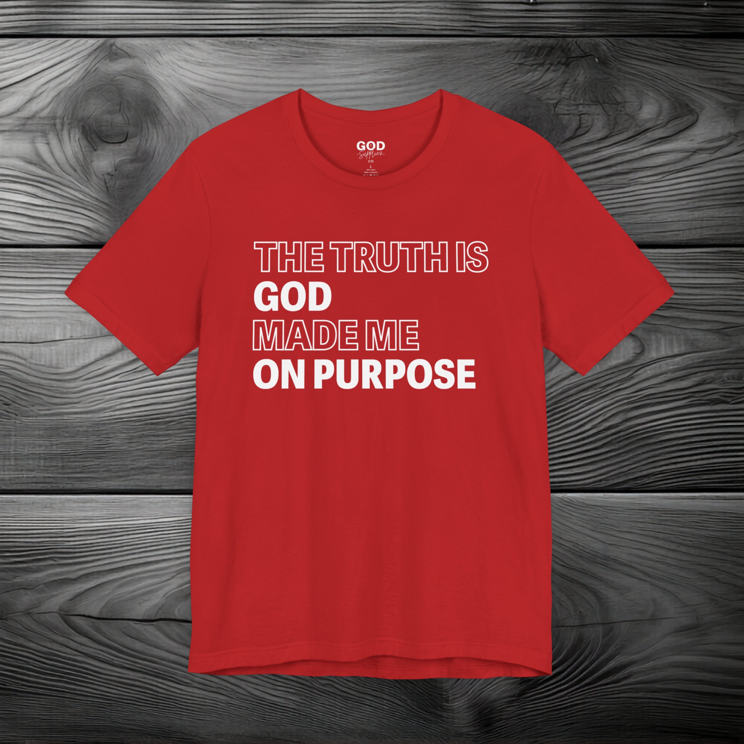 The Truth is God Made Me on Purpose Unisex Jersey Short Sleeve Tee