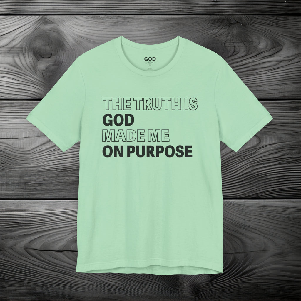 The Truth is God Made Me on Purpose Unisex Jersey Short Sleeve Tee