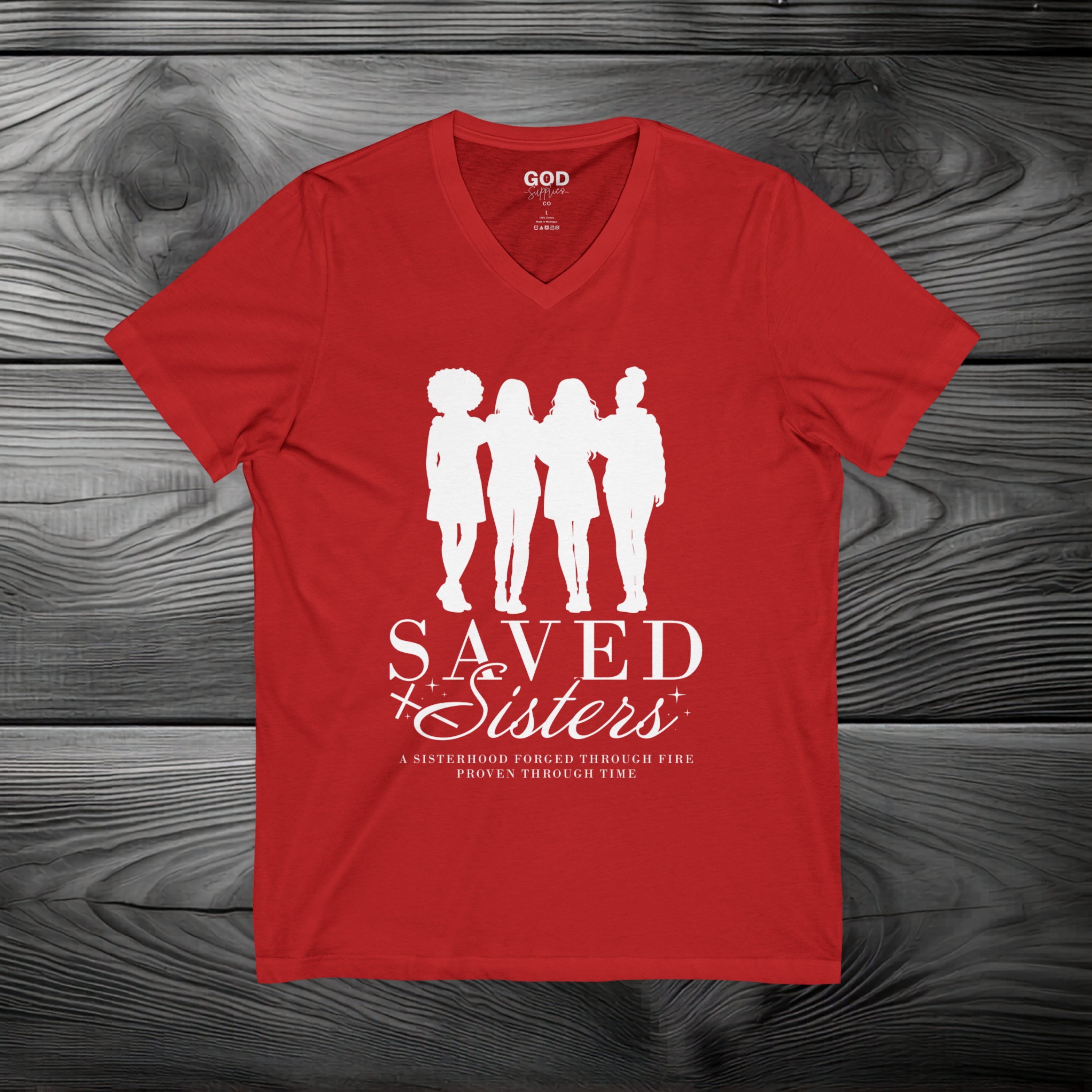 Saved Sisters Unisex Jersey Short Sleeve V-Neck Tee