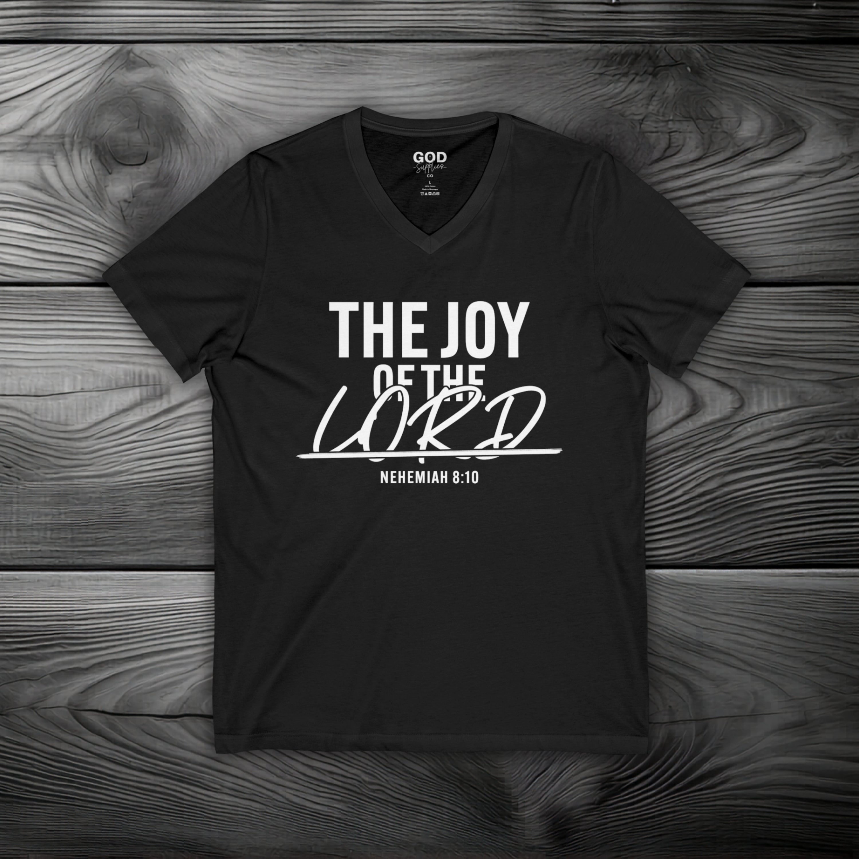 The Joy of The Lord Unisex Jersey Short Sleeve V-Neck Tee