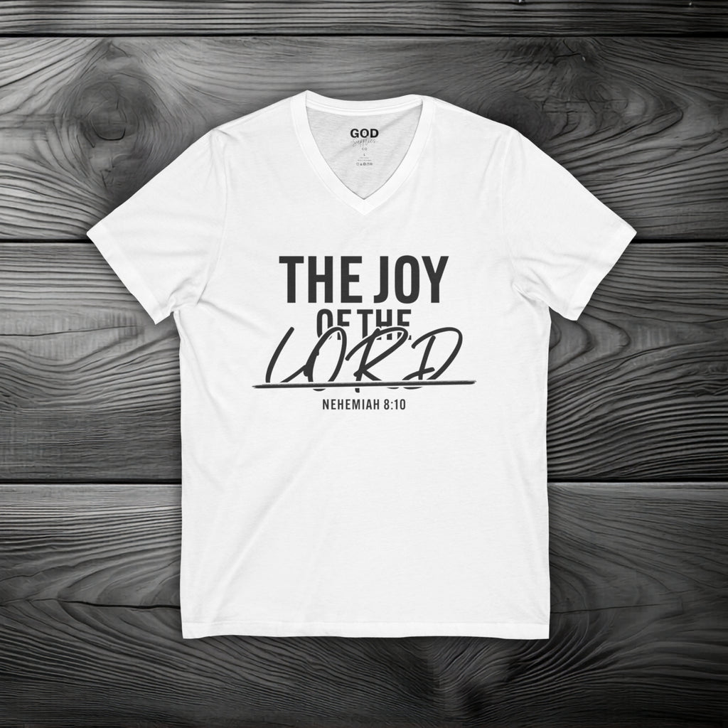 The Joy of The Lord Unisex Jersey Short Sleeve V-Neck Tee