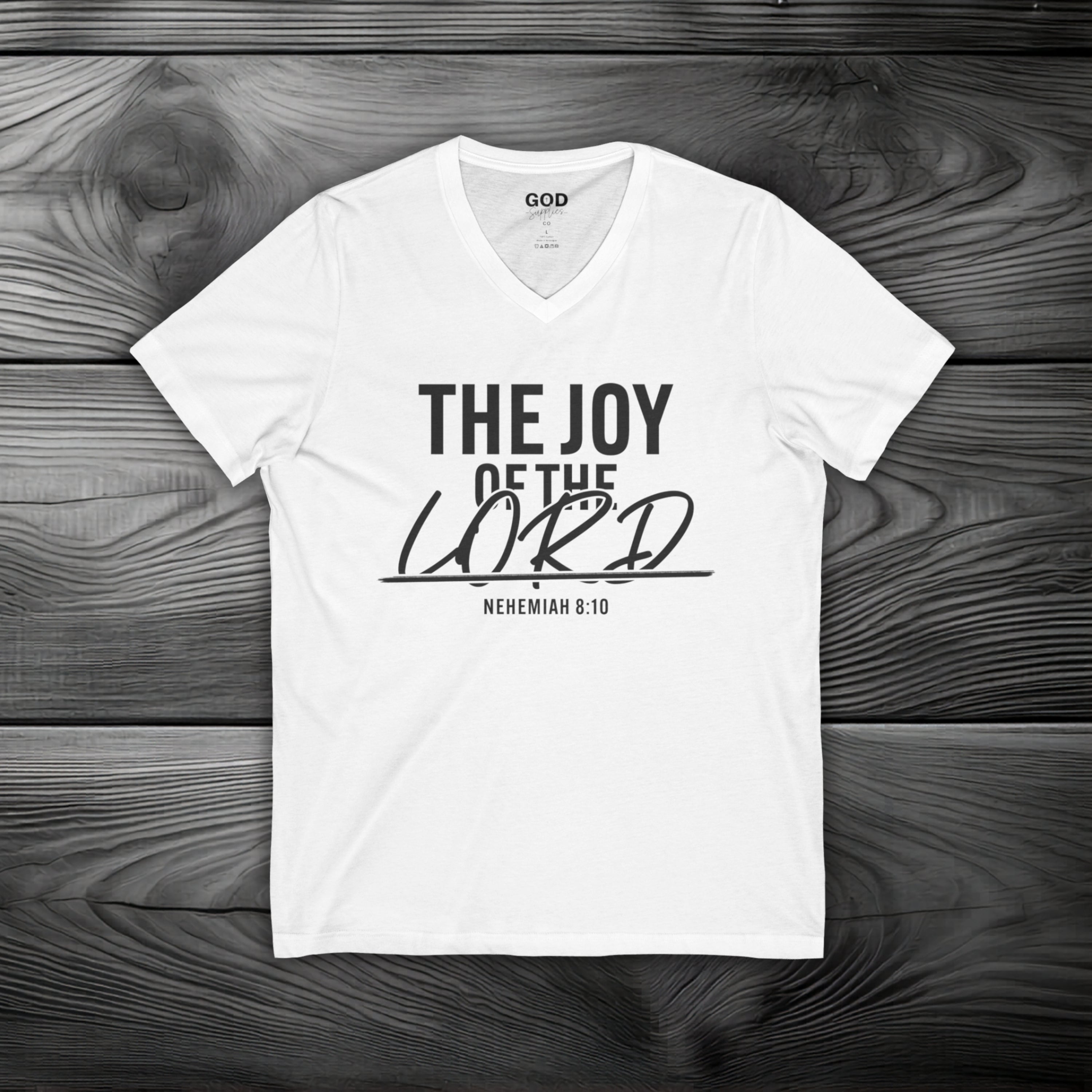 The Joy of The Lord Unisex Jersey Short Sleeve V-Neck Tee