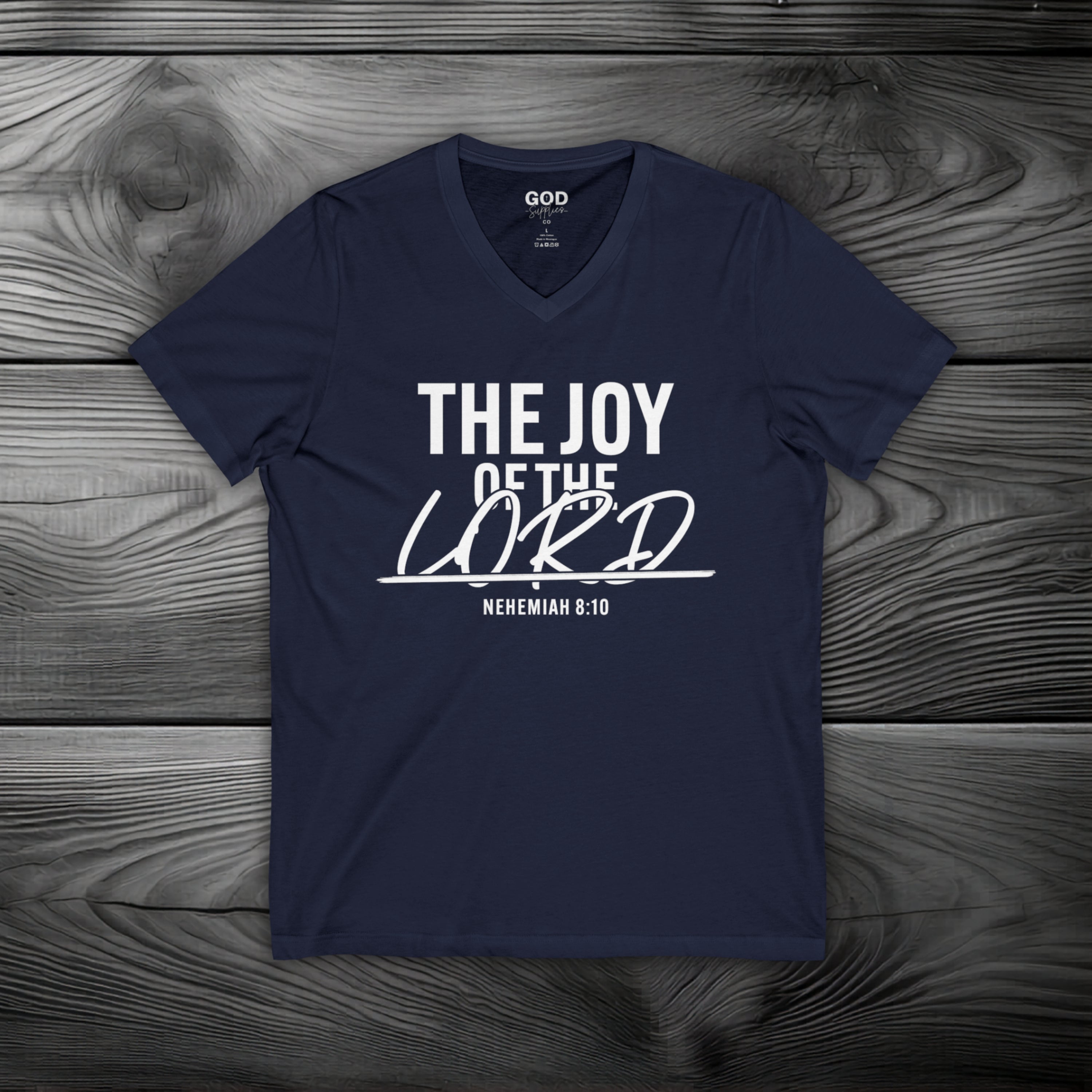 The Joy of The Lord Unisex Jersey Short Sleeve V-Neck Tee