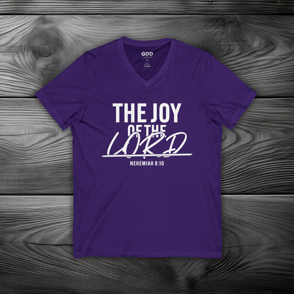The Joy of The Lord Unisex Jersey Short Sleeve V-Neck Tee