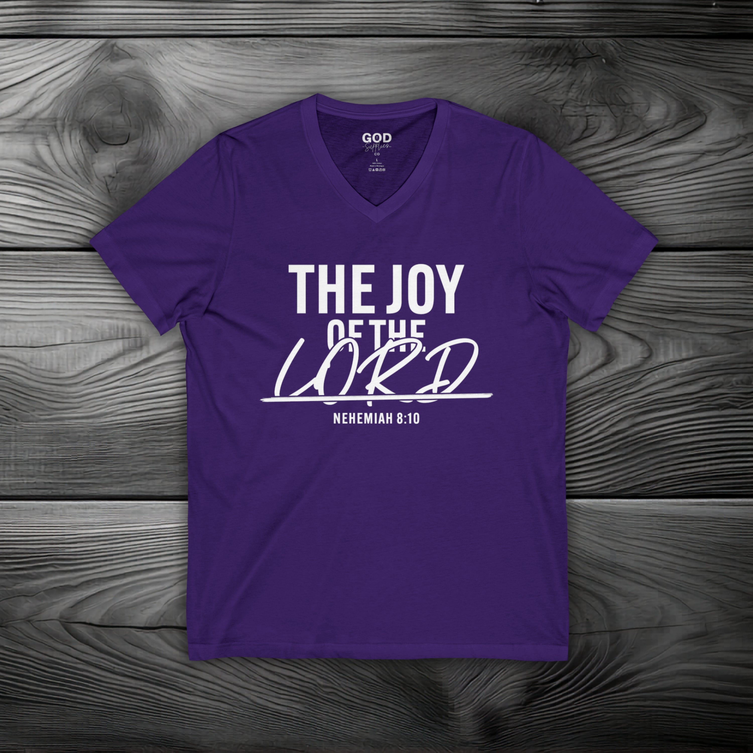 The Joy of The Lord Unisex Jersey Short Sleeve V-Neck Tee