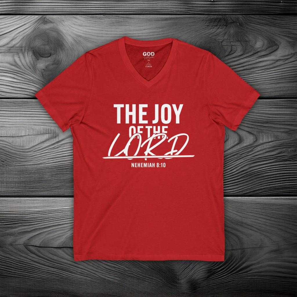 The Joy of The Lord Unisex Jersey Short Sleeve V-Neck Tee
