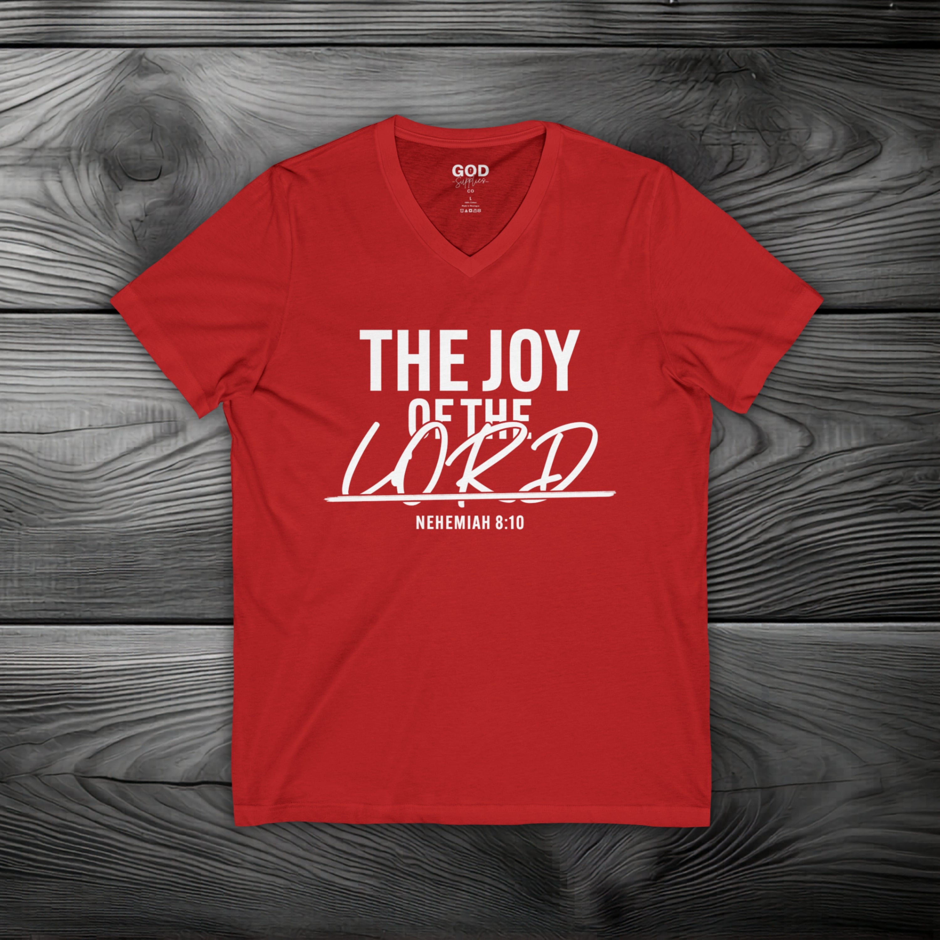 The Joy of The Lord Unisex Jersey Short Sleeve V-Neck Tee