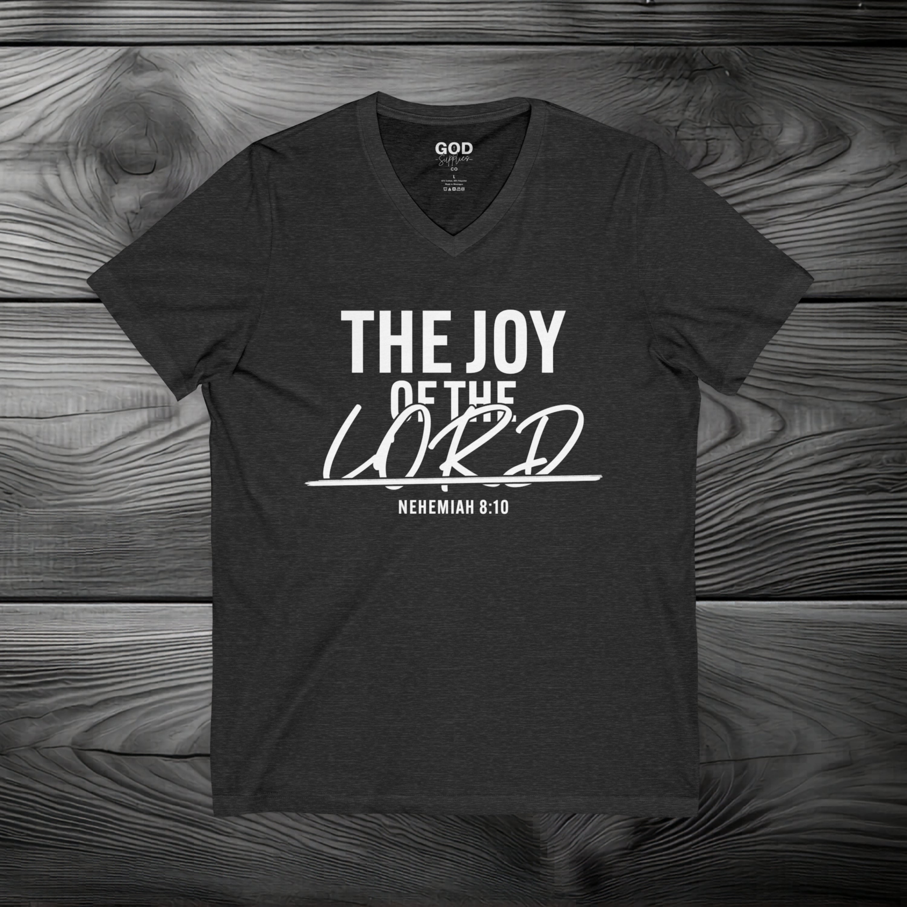 The Joy of The Lord Unisex Jersey Short Sleeve V-Neck Tee