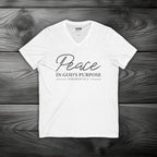 Peace in God's Purpose Unisex Jersey Short Sleeve V-Neck Tee
