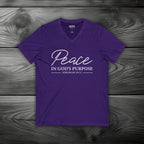 Peace in God's Purpose Unisex Jersey Short Sleeve V-Neck Tee