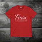 Peace in God's Purpose Unisex Jersey Short Sleeve V-Neck Tee