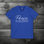 Peace in God's Purpose Unisex Jersey Short Sleeve V-Neck Tee