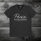 Peace in God's Purpose Unisex Jersey Short Sleeve V-Neck Tee