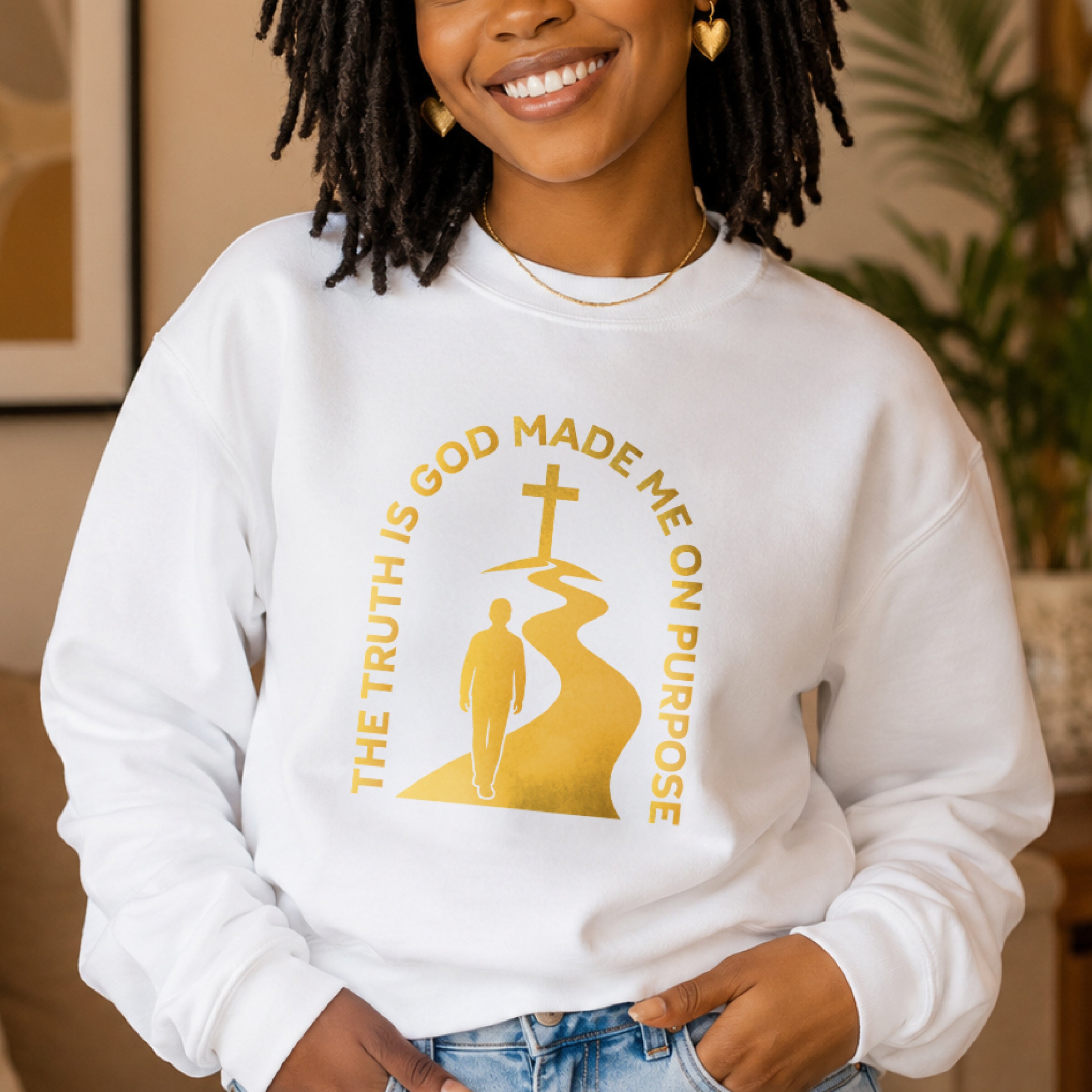 The Truth is God Loves Me on Purpose Crewneck Sweatshirt