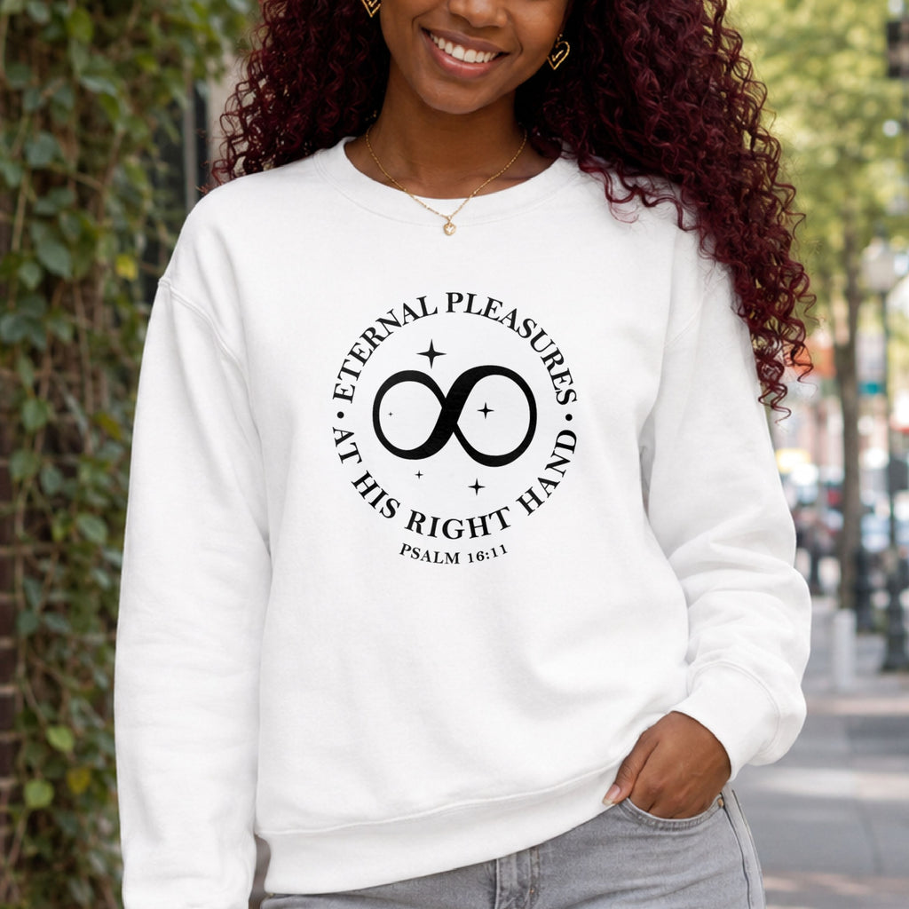 Eternal Pleasures at His Right Hand Crewneck Sweatshirt