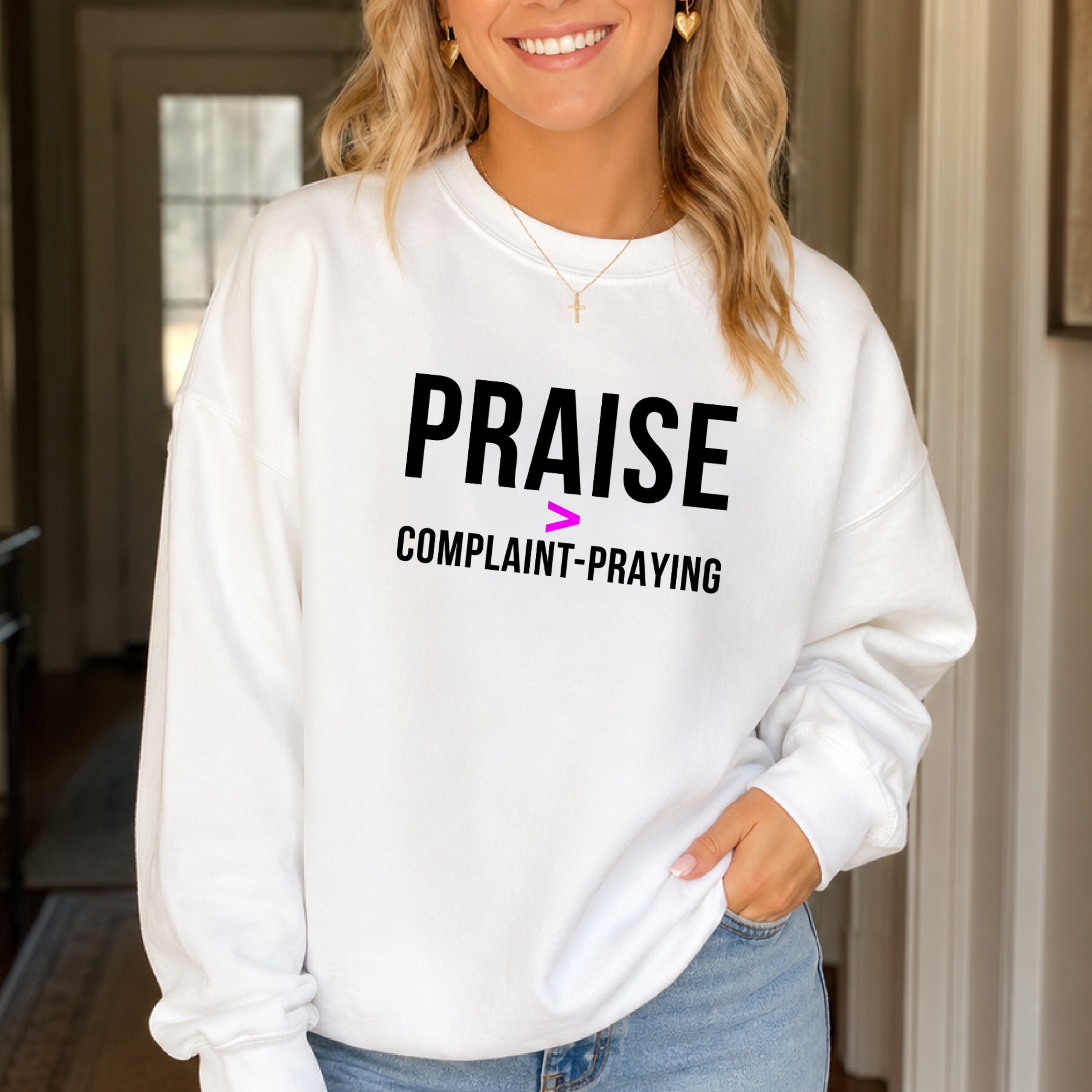 Praise > Complaint-Praying Crewneck Sweatshirt